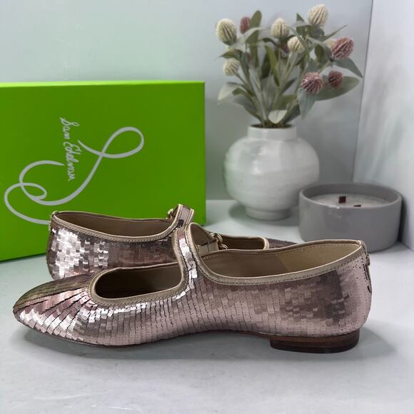 Sam Edelman Michaela Glamour Mary Jane Flats Gold Sequins Women's 10 Tried On - Picture 7 of 10